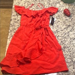 Red off the shoulder dress